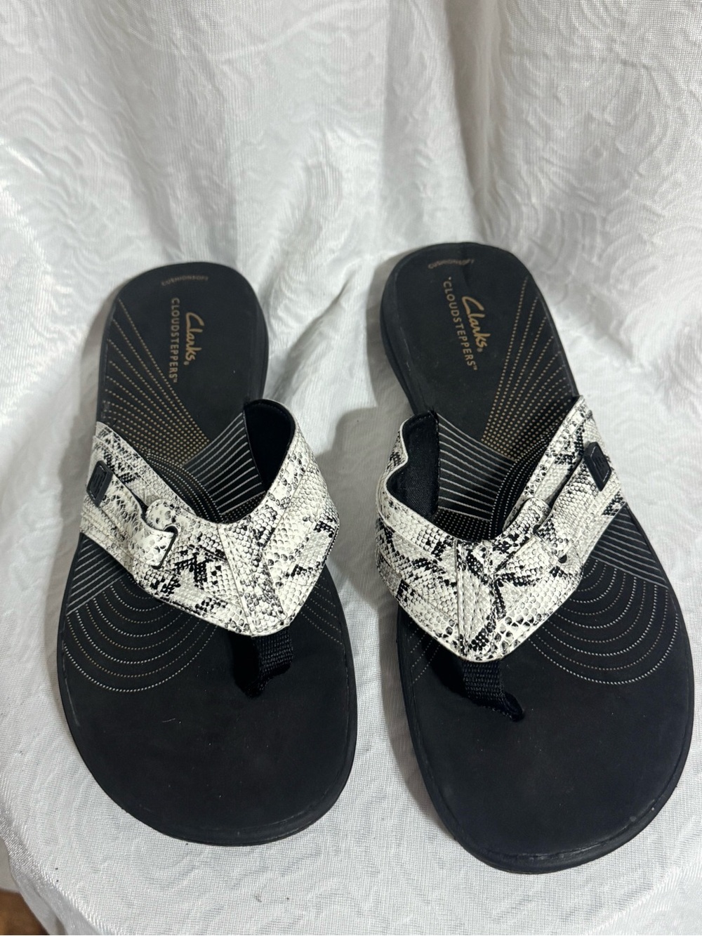 Clarks Women's Sandals with  Snake-Print Straps